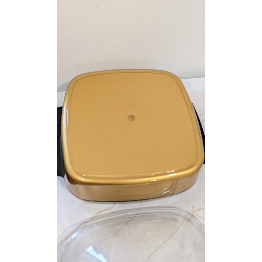 Vintage Gold + Black Square Serving Dish with Clear Dome Lid 9 Inch thermoserve - Picture 9 of 9